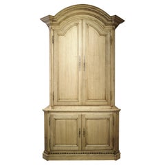 18th Century Bleached Oak Buffet Deux Corps with Original Painted Interior