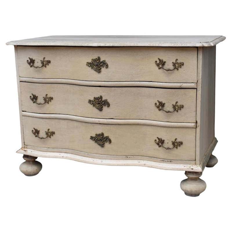 Rare Elegant Northern 18th Century Baroque Commode Galbée in Bleached ...