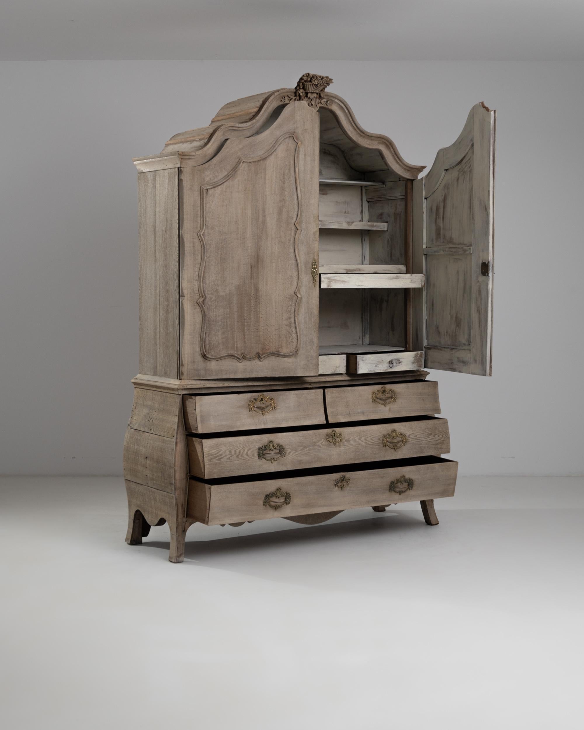 Baroque 18th Century Bleached Oak Dutch Cabinet
