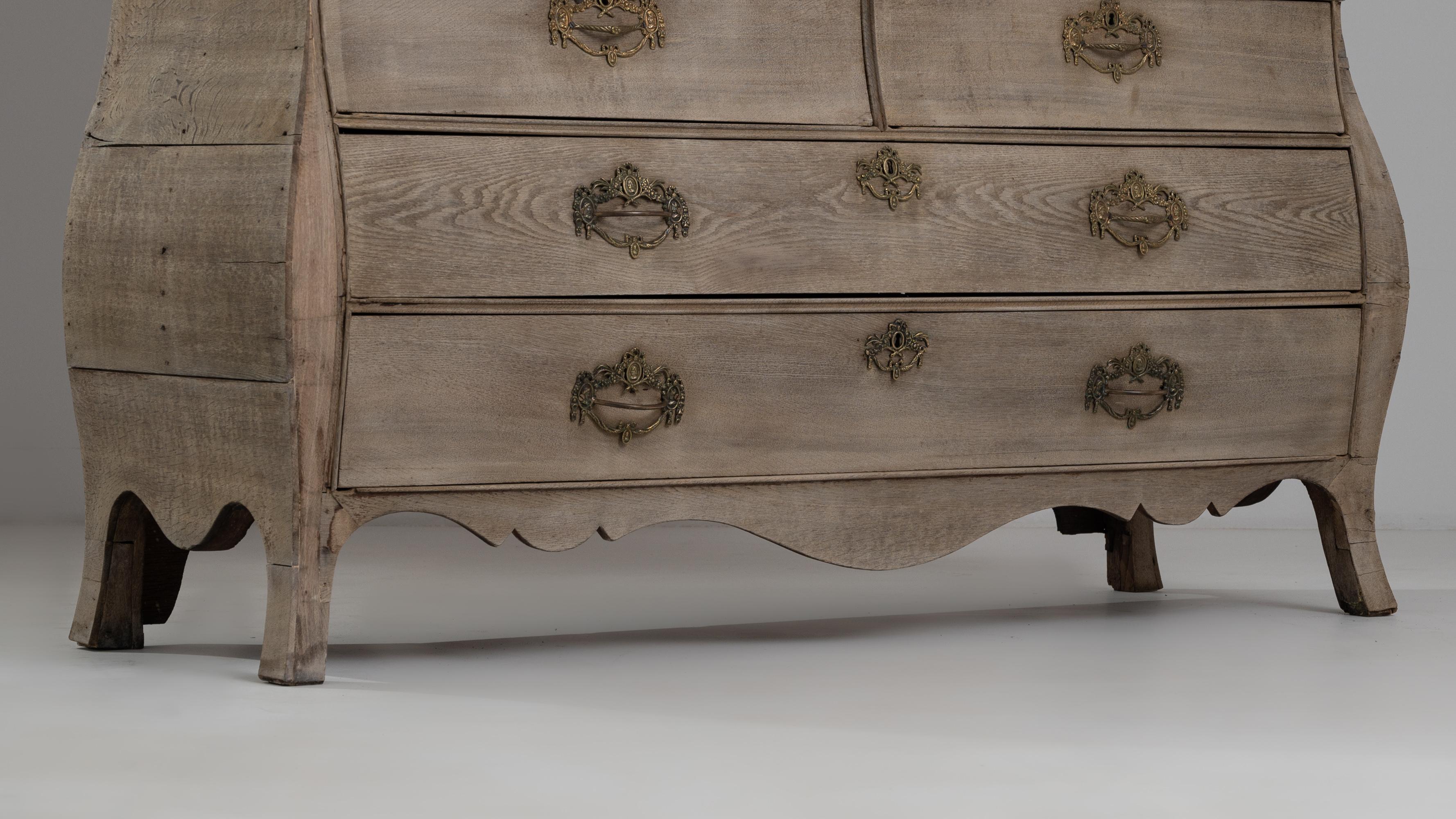 Brass 18th Century Bleached Oak Dutch Cabinet