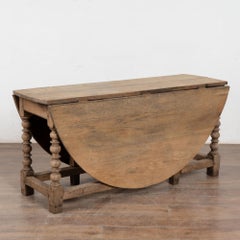 18th Century Bleached Oak Gateleg Drop Leaf Dining Table, Portugal