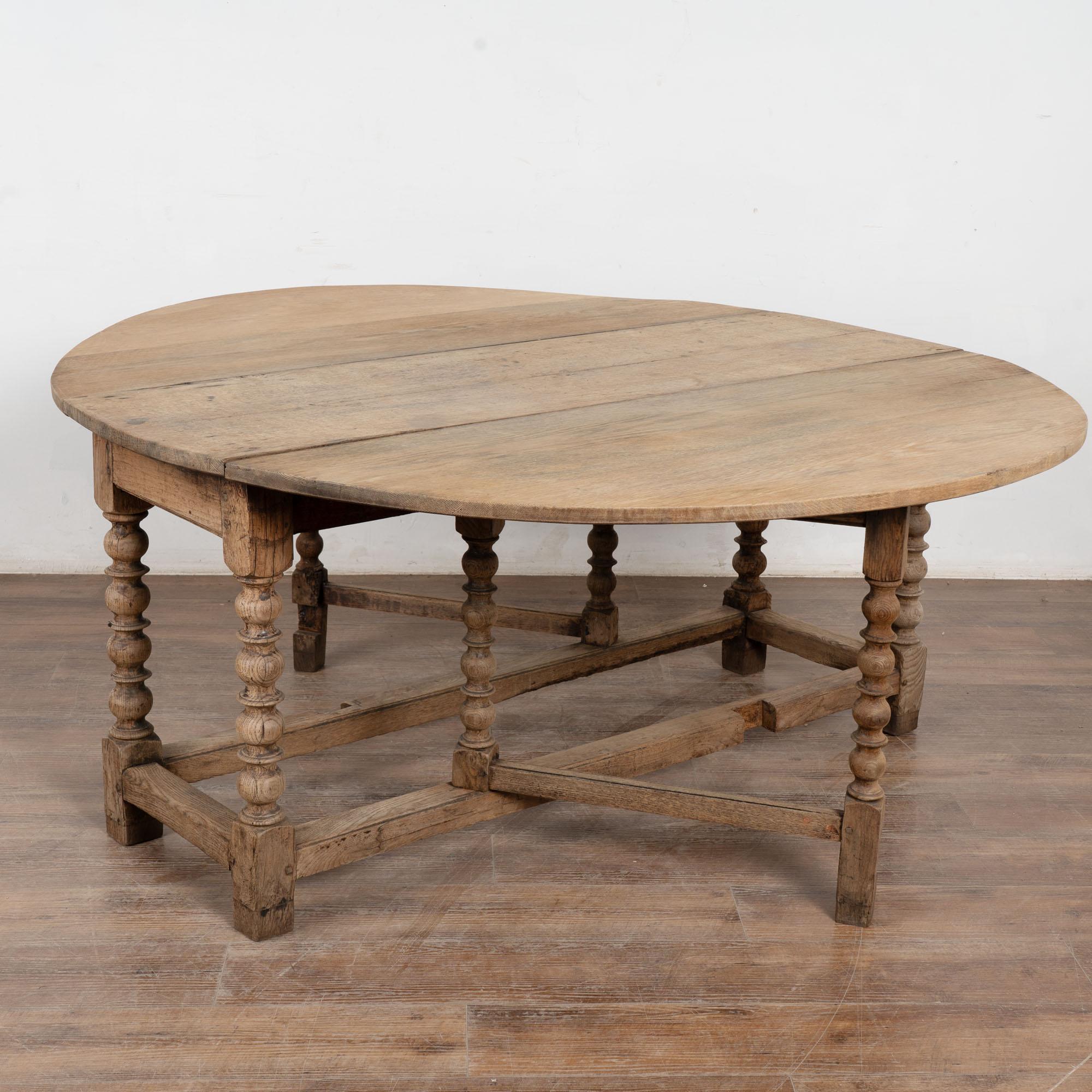 Country 18th Century Bleached Oak Gateleg Drop Leaf Dining Table, Portugal For Sale
