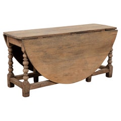 Tavolo da pranzo a due ante in Oak Oak sbiancato del XVIII secolo, Portogallo