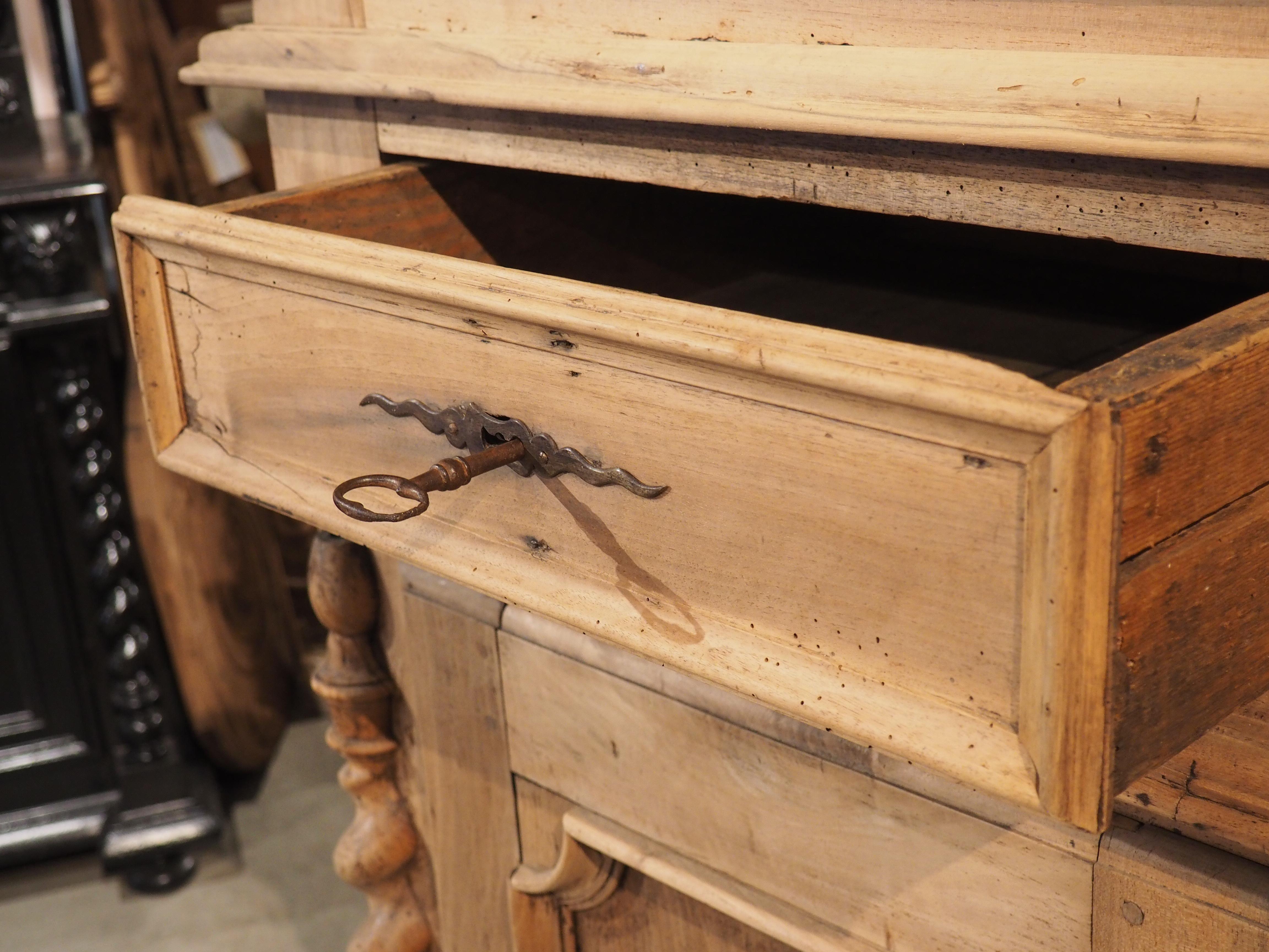 18th Century Bleached Walnut 4 Door Buffet from Lyon, France For Sale 9