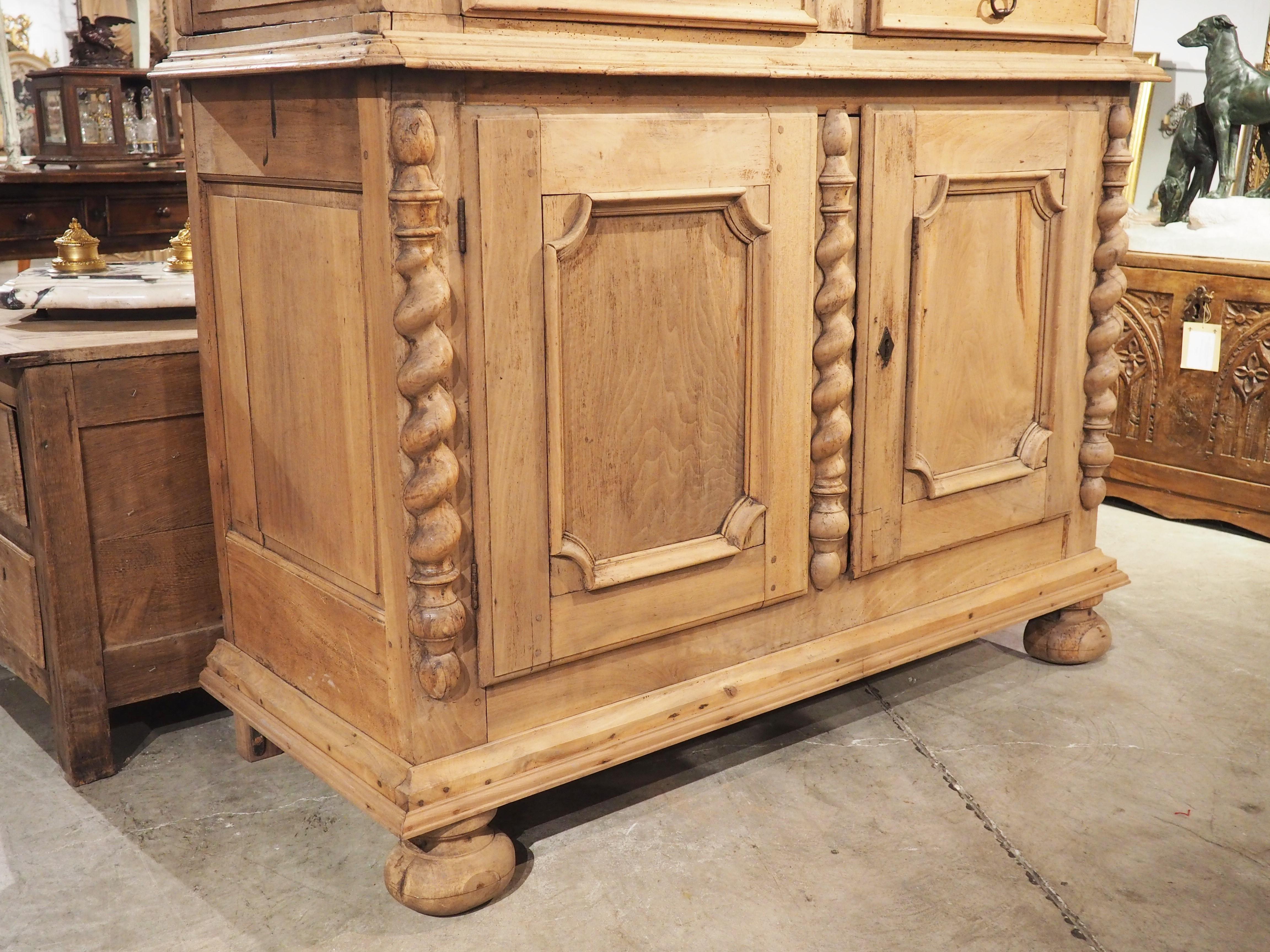 French 18th Century Bleached Walnut 4 Door Buffet from Lyon, France