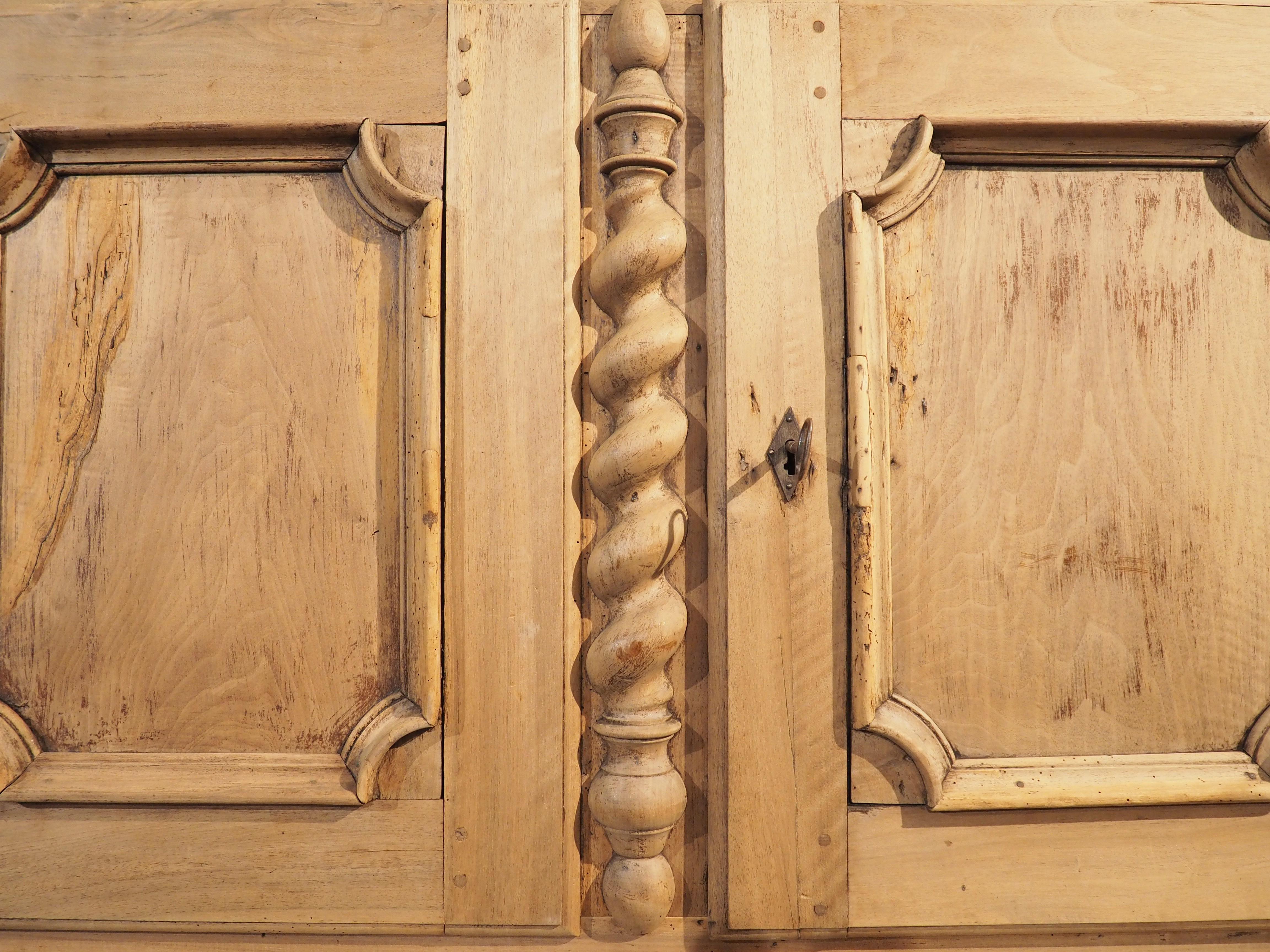 18th Century Bleached Walnut 4 Door Buffet from Lyon, France 1