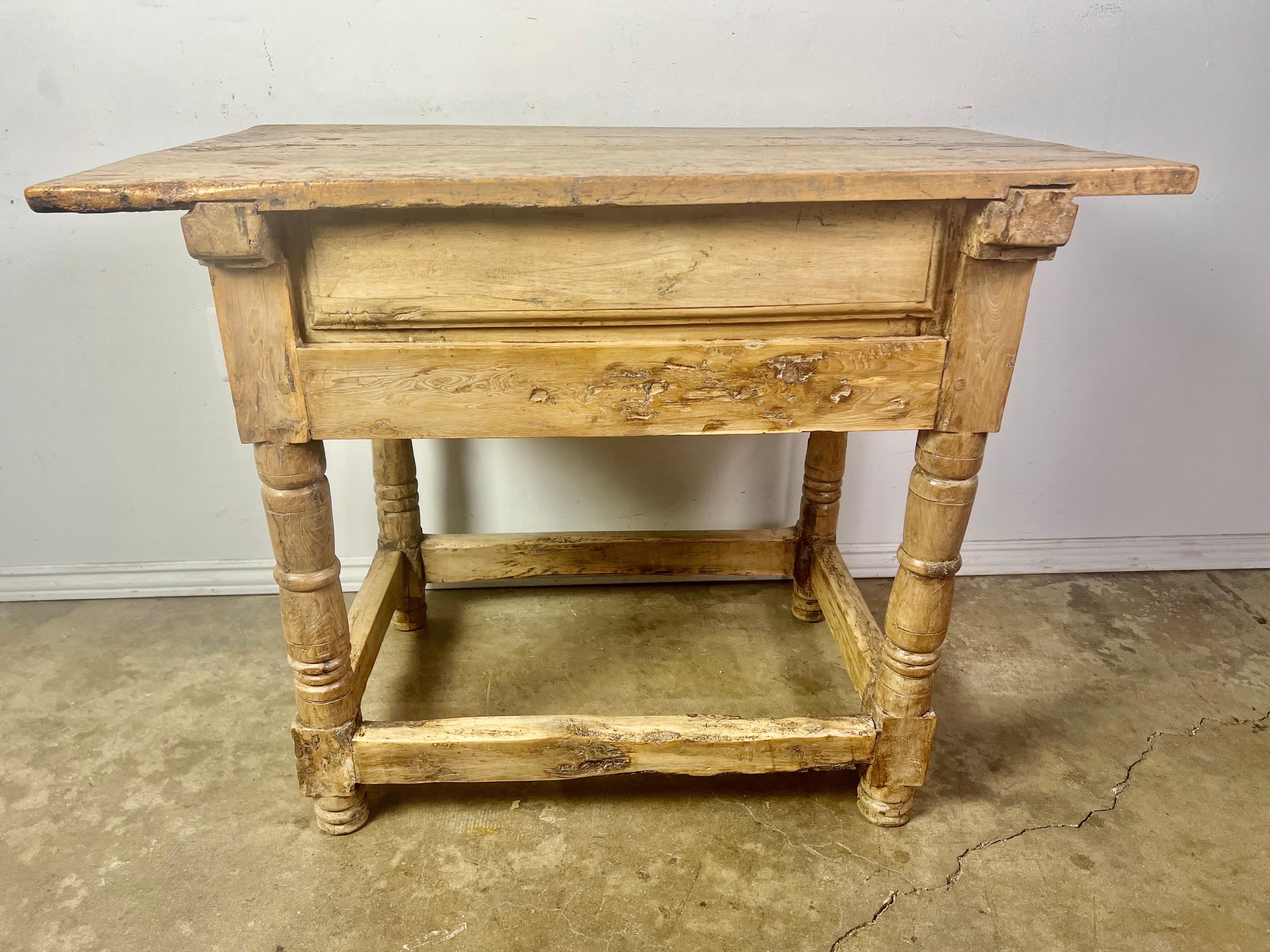 18th Century Bleached Walnut Spanish Colonial Table with Two Drawers For Sale 8