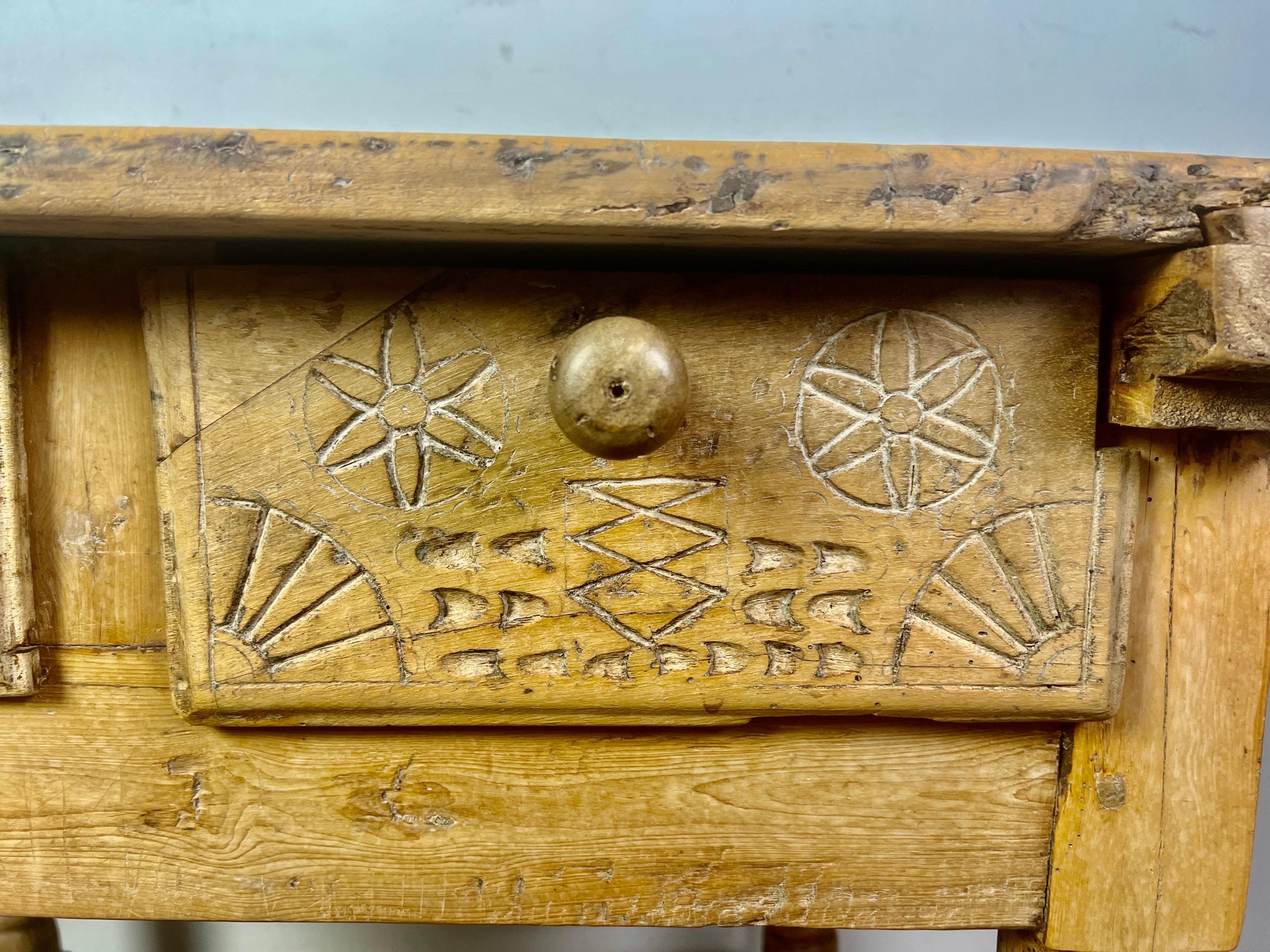 18th Century and Earlier 18th Century Bleached Walnut Spanish Colonial Table with Two Drawers For Sale