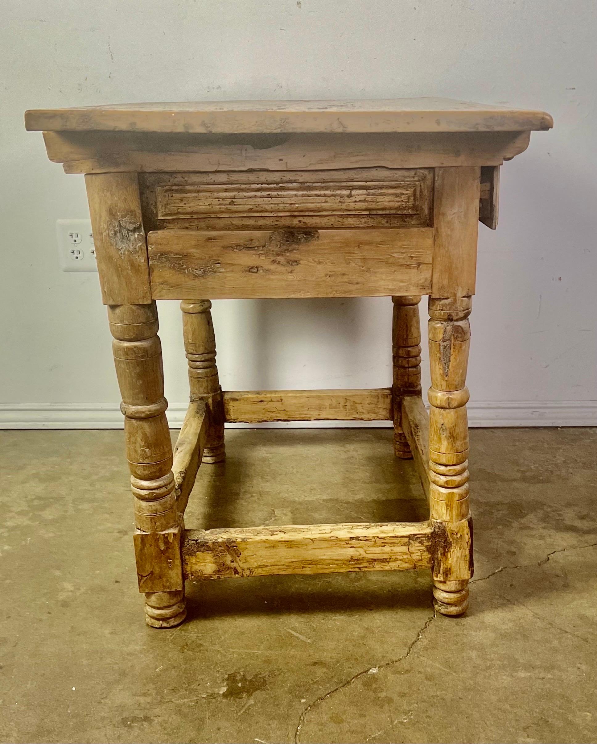 18th Century Bleached Walnut Spanish Colonial Table with Two Drawers For Sale 4