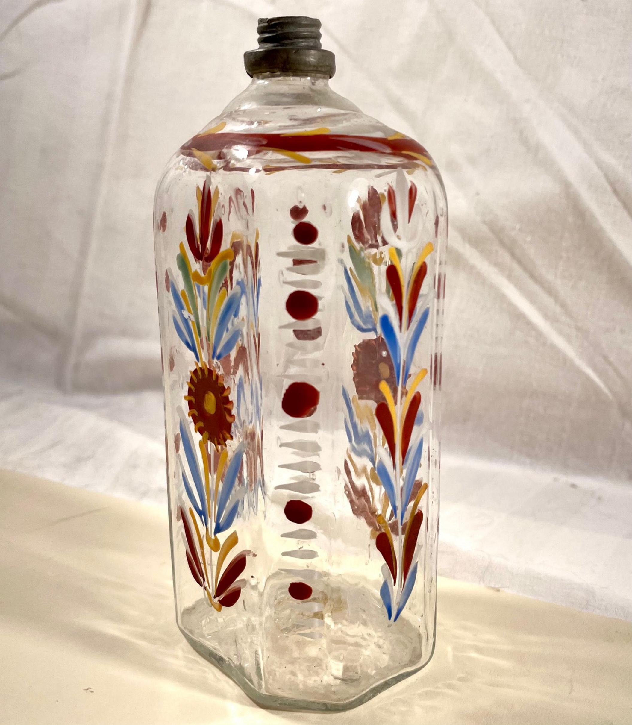 18th Century Blown Glass Enameled Stiegel Type Flask. 1