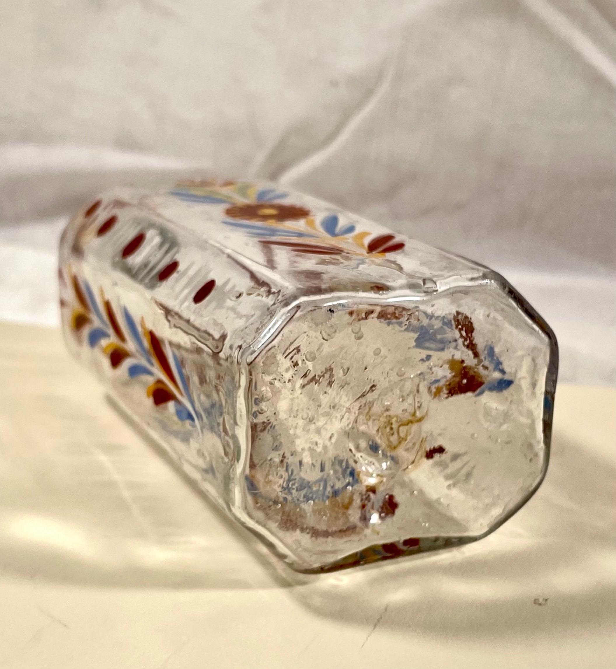 18th Century Blown Glass Enameled Stiegel Type Flask. 2