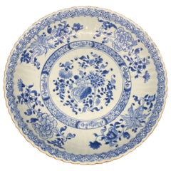 Plat XVIIIe En Porcelaine De Chine Bleu Et Blanc