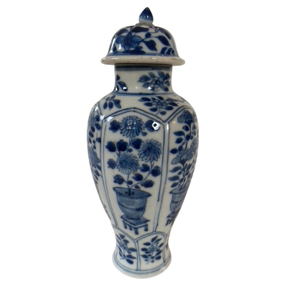 18th Century Blue and White Covered Porcelain Vase