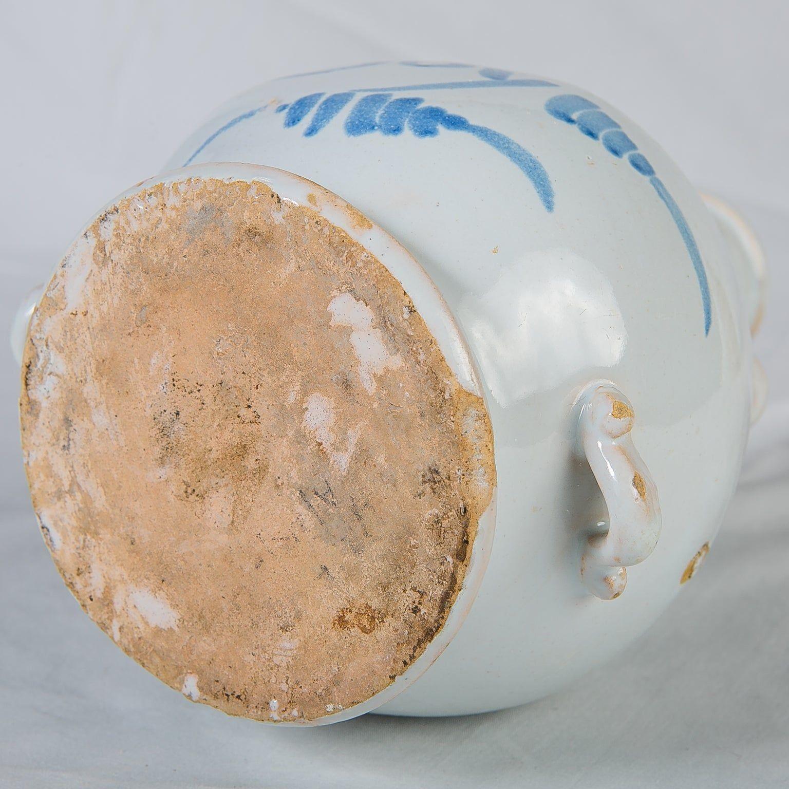 Faïence Bouteille de Delft bleue et blanche du 18ème siècle portant l'inscription 