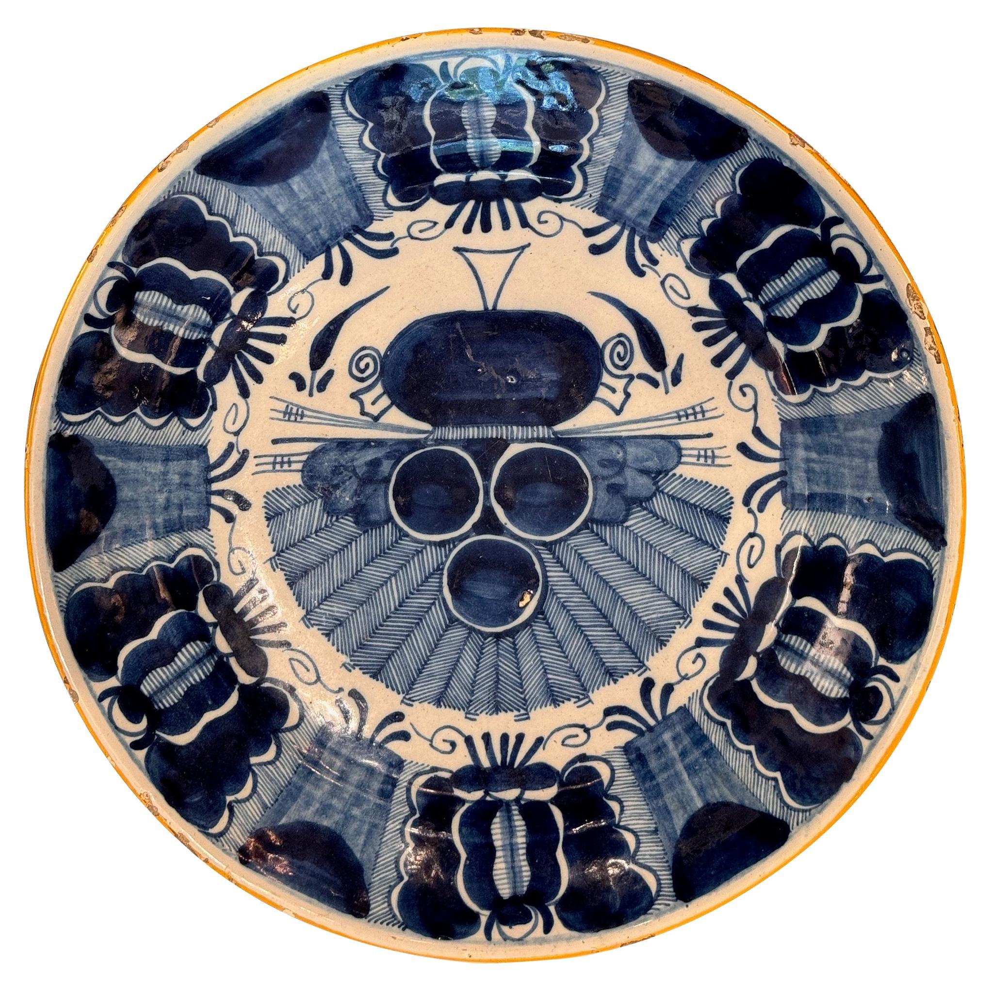 18th Century Blue and White Delft Plate