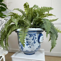 18th Century Blue and White French Cachepot probably Nevers