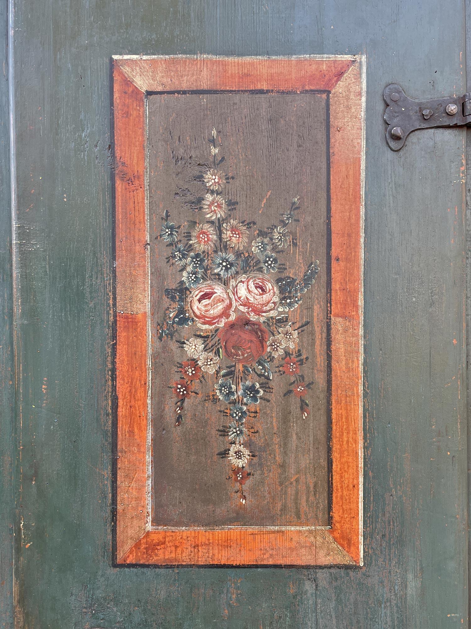 18th Century Blue Floral Painted Cabinet 2