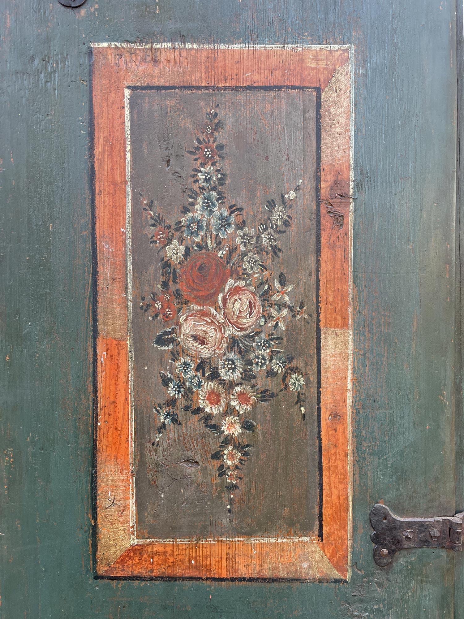18th Century Blue Floral Painted Cabinet 3