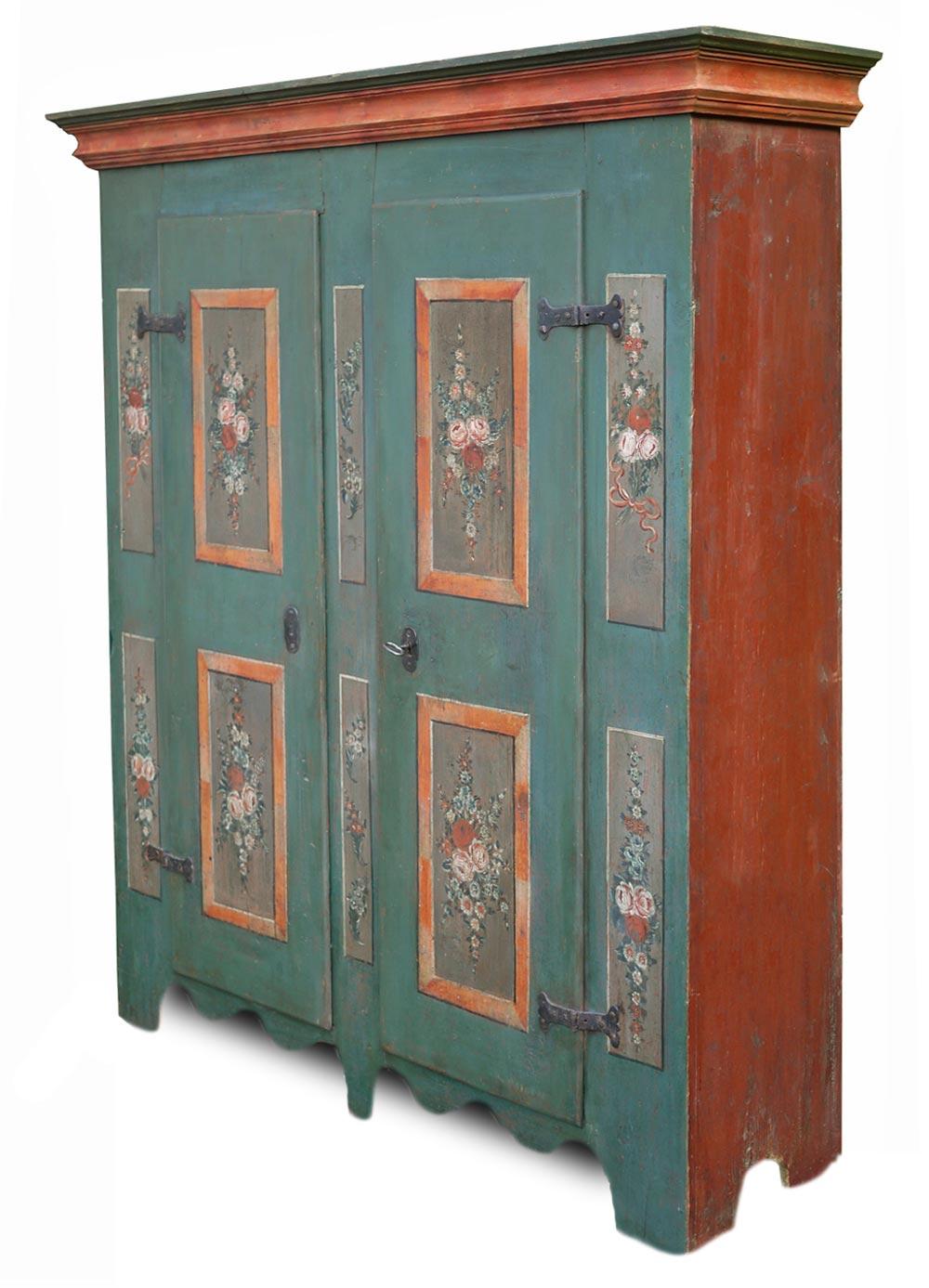 18th Century Blue Floral Painted Cabinet 9
