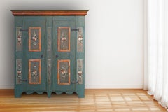 18th Century Blue Floral Painted Cabinet