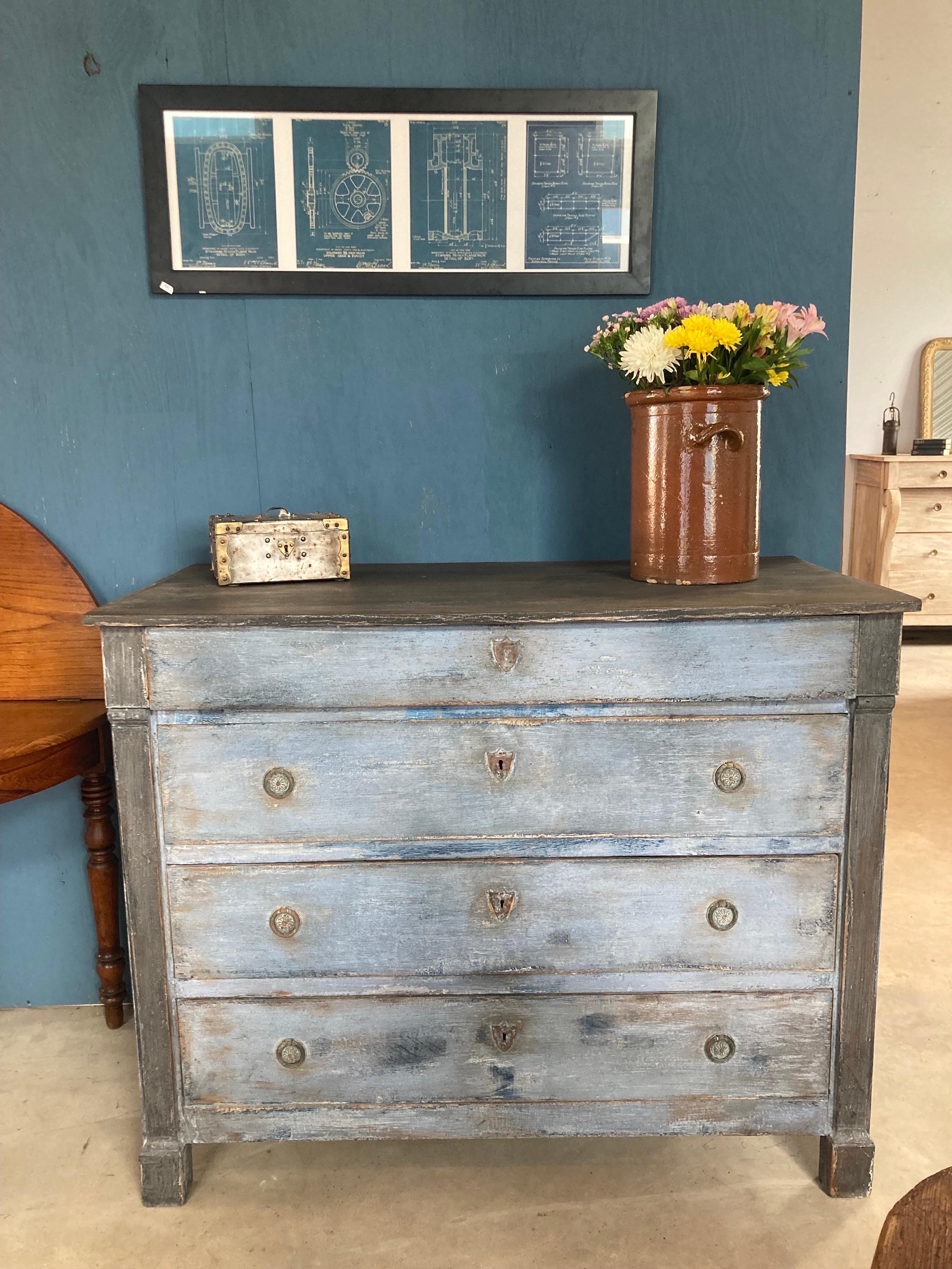 18th Century Blue French Empire Chest of Drawers 9