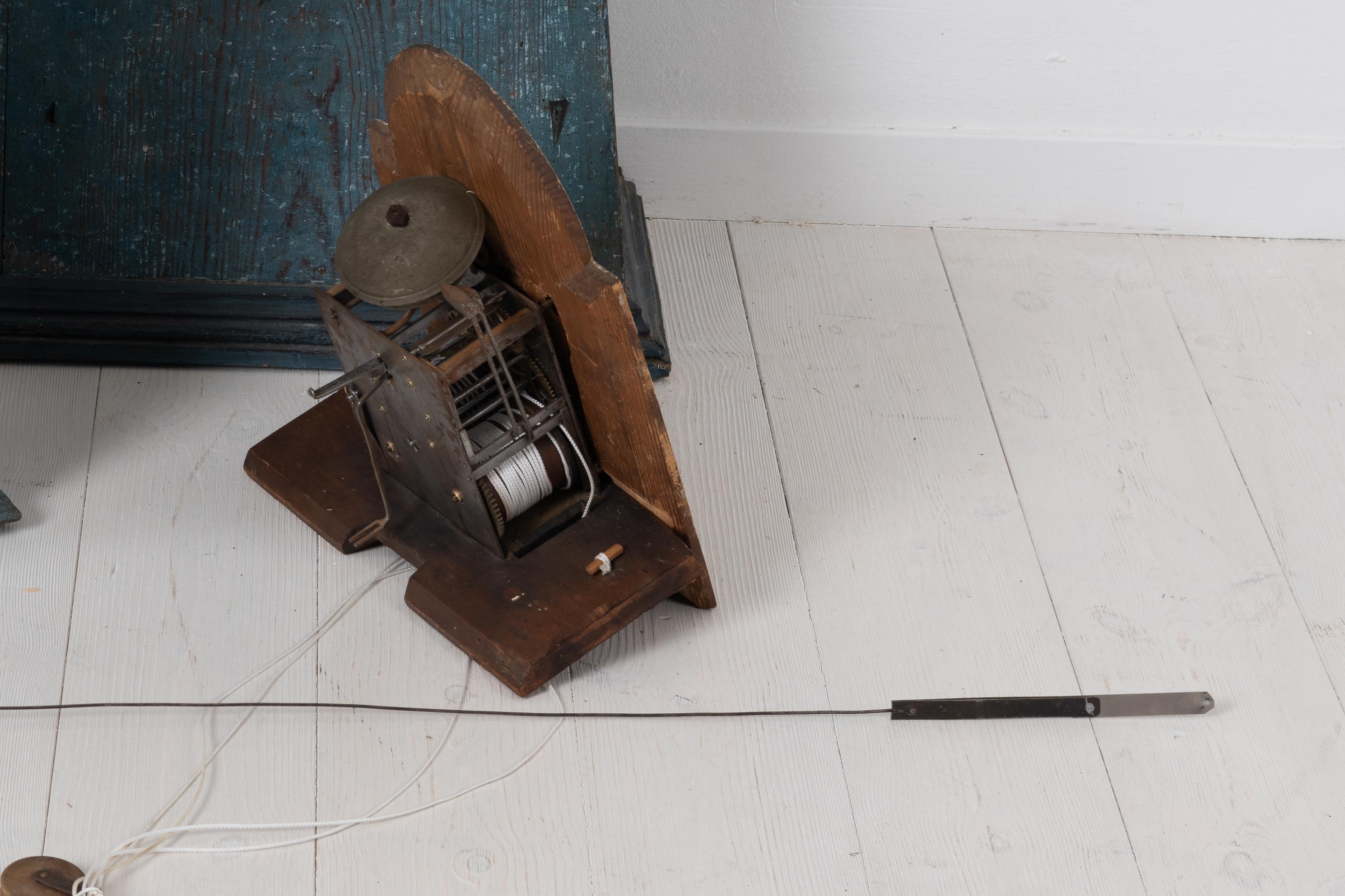 18th Century Blue Swedish Baroque Long Case Clock For Sale 6