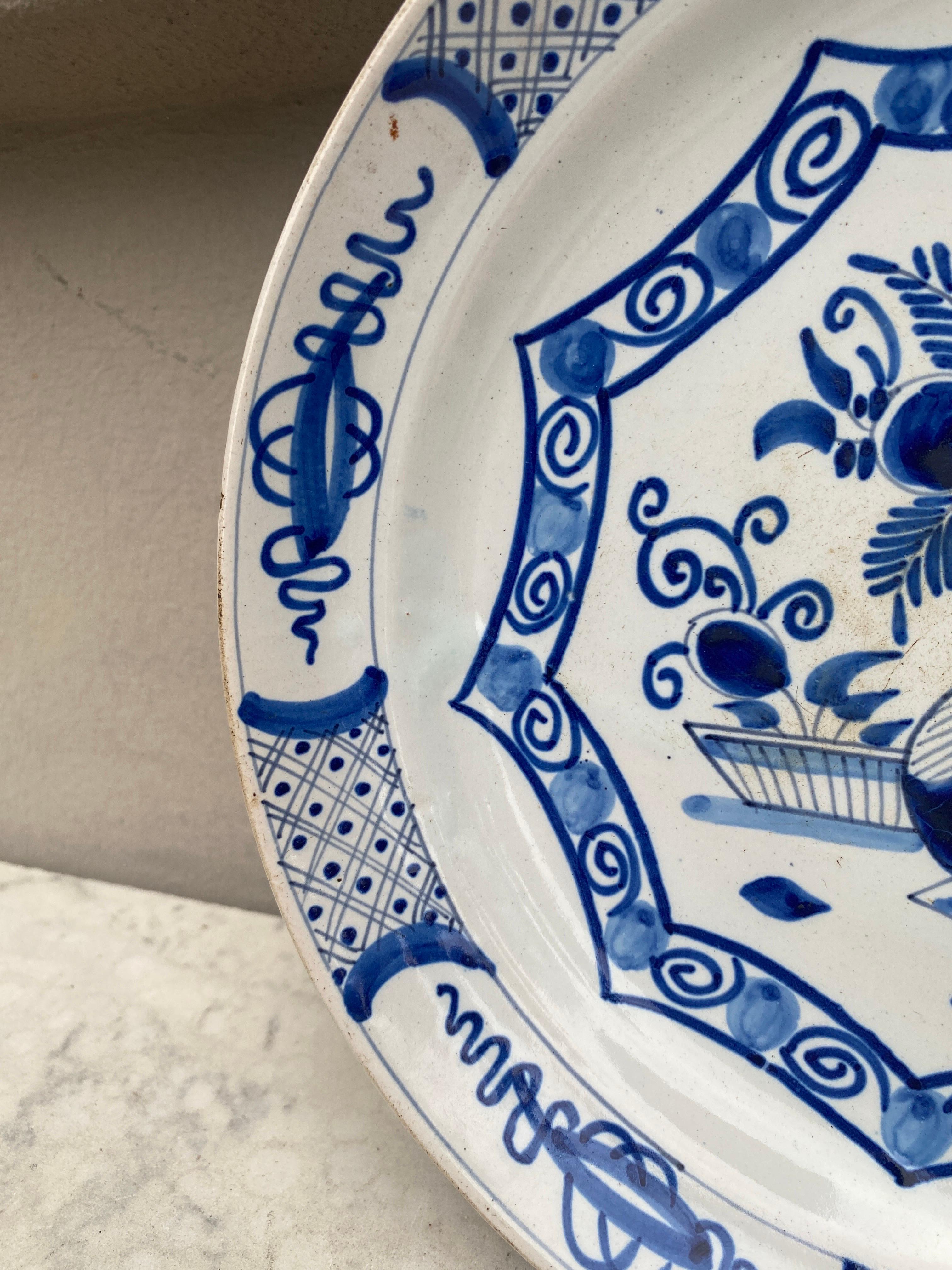 siglo XVIII  Plato Cargador Delft Azul y Blanco Holandés