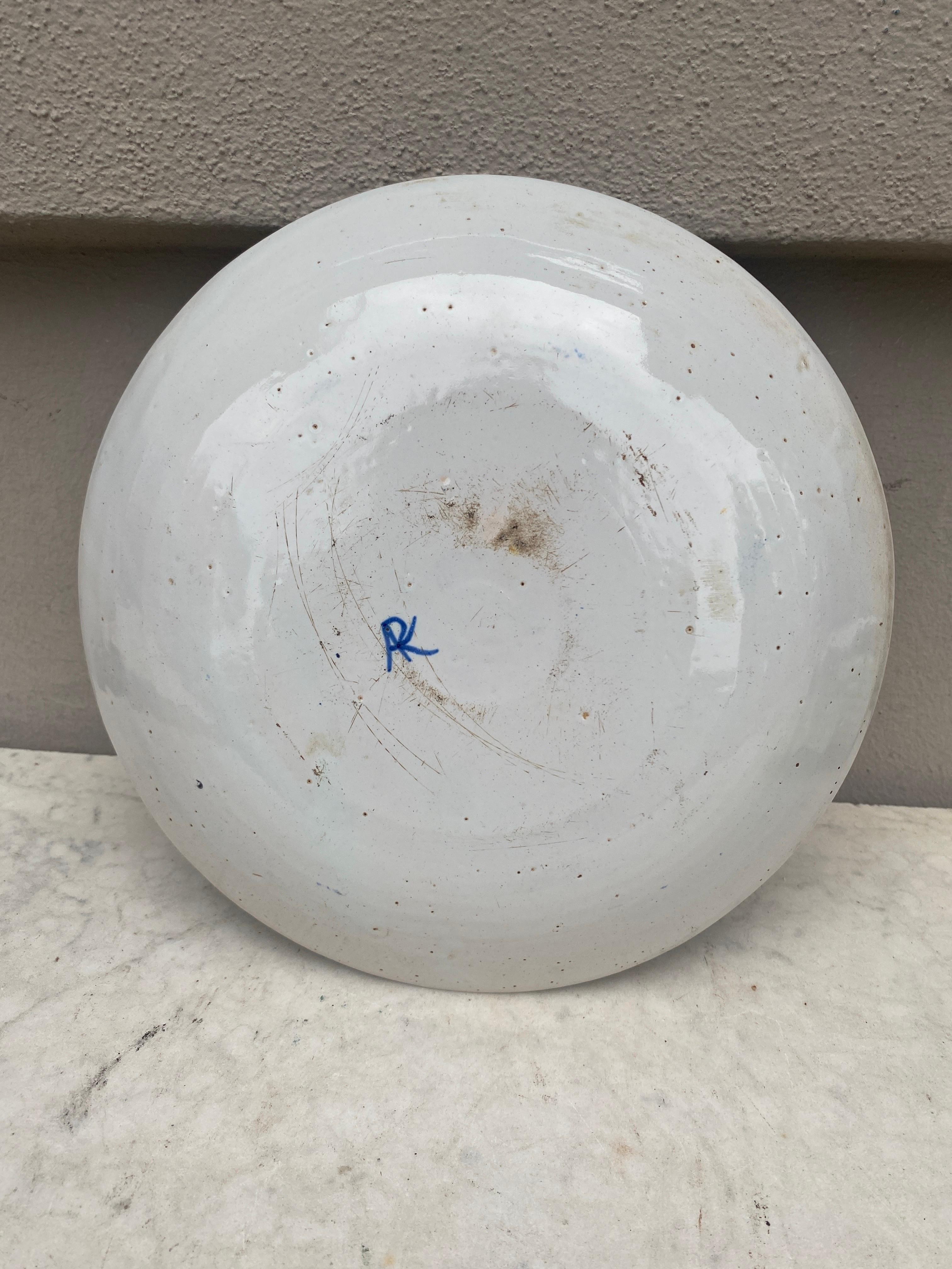 siglo XVIII  Plato Cargador Delft Azul y Blanco en Bueno Estado en Austin, TX