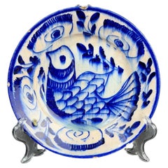 18th Century Blue & White Pottery Plate, Middle Eastern Style - 8.5in