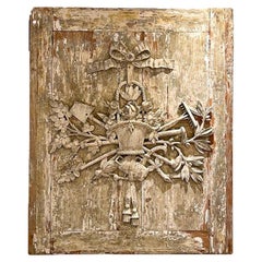 18th century Boiserie Hand Carved Panel with a Garden Theme