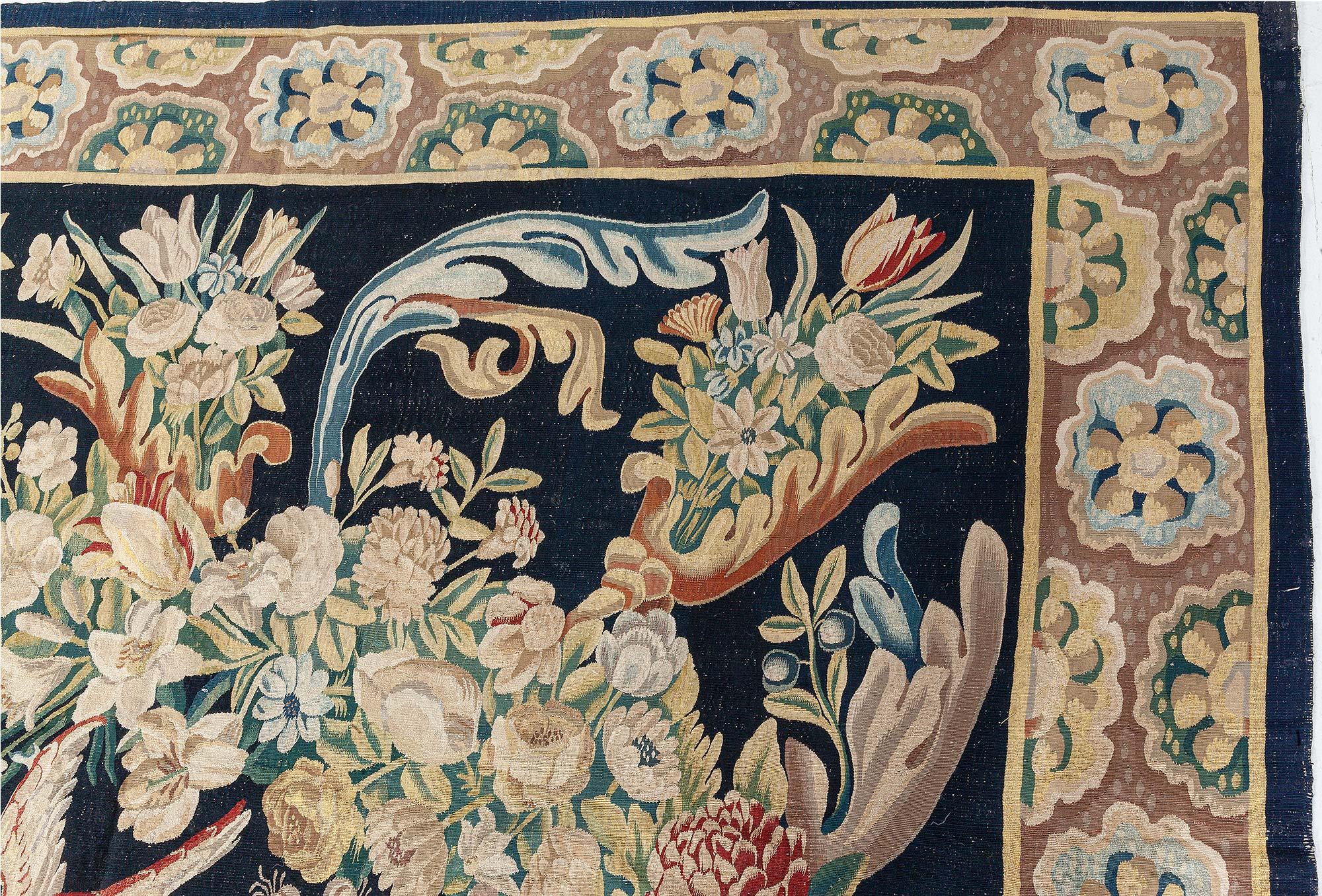 French 18th Century Bold Floral Gobelins Tapestry For Sale
