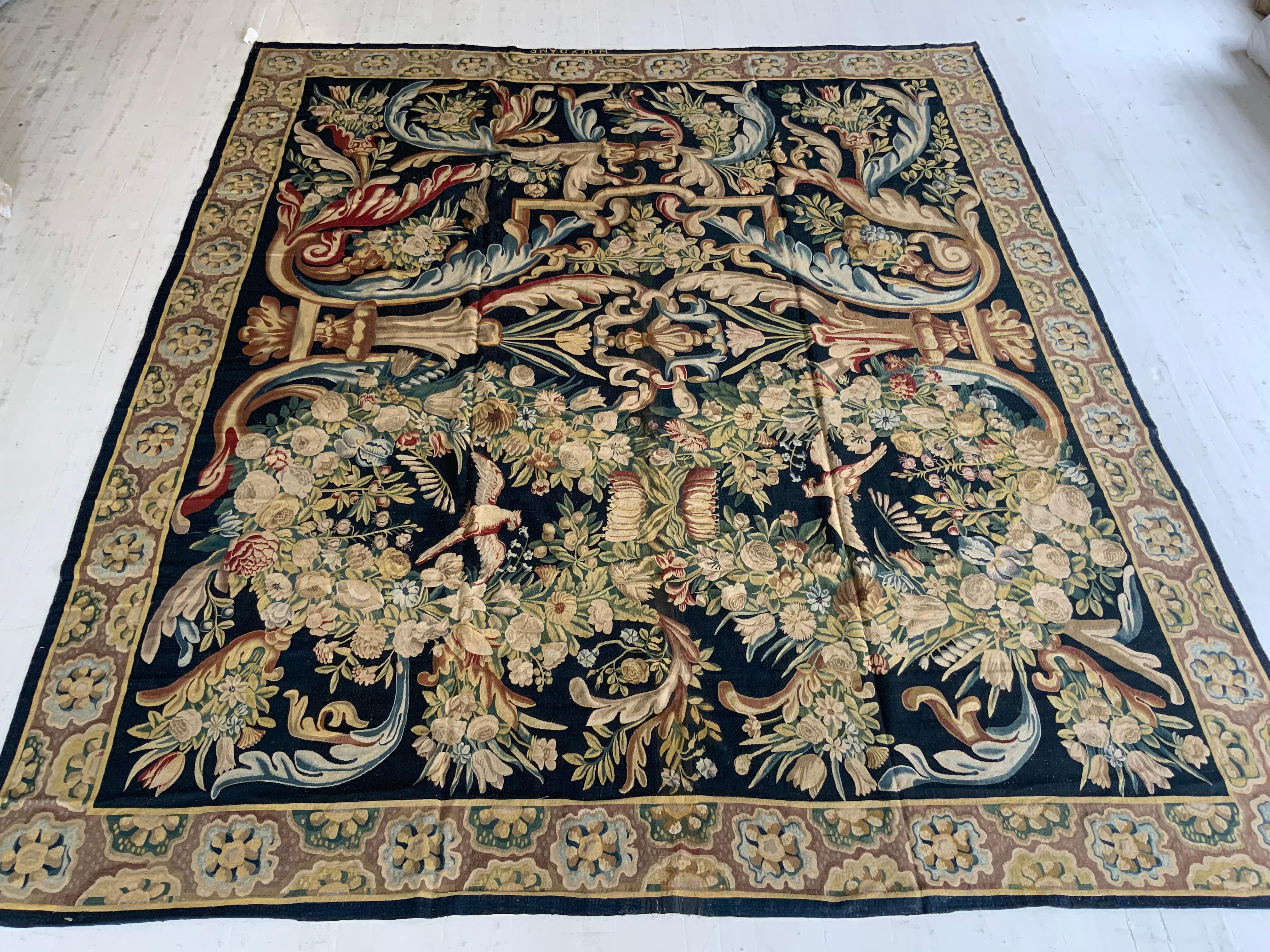 18th Century Bold Floral Gobelins Tapestry For Sale 2