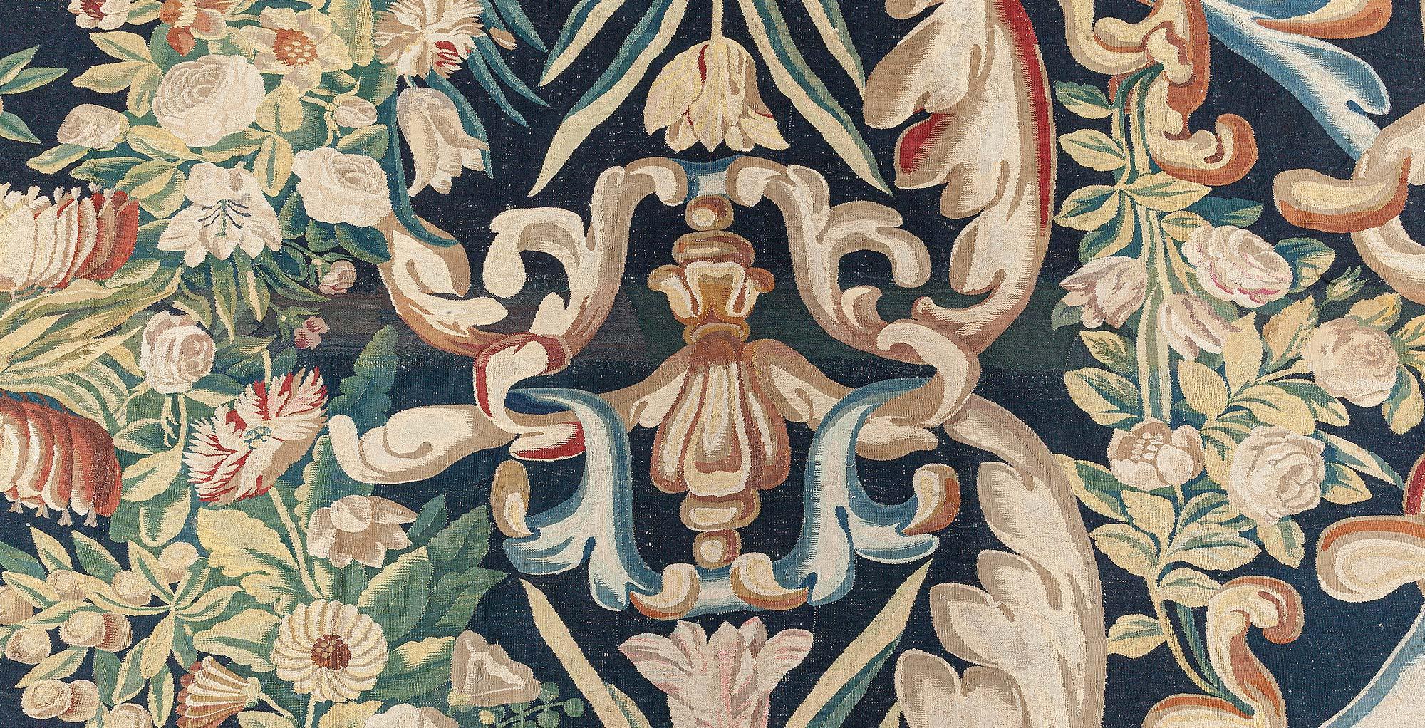 Other Doris Leslie Blau 18th Century Bold Floral Gobelins Tapestry For Sale