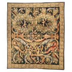 Antique 18th Century Bold Floral Gobelins Tapestry
