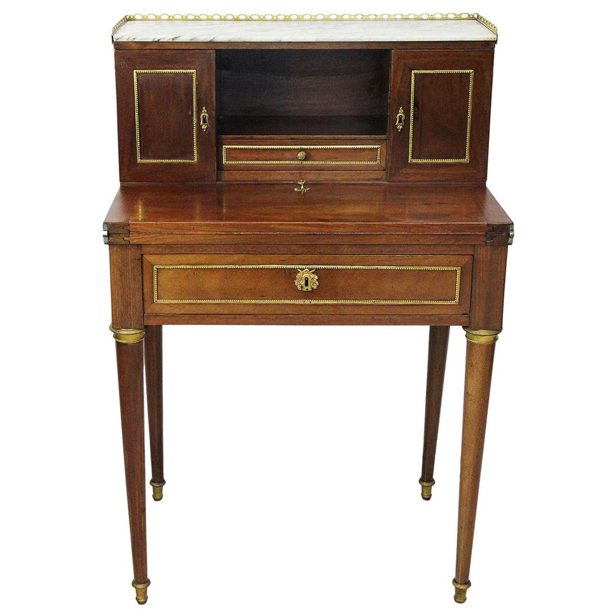 18th Century Bonheur Du Jour Desk Stamped Cramer in Mahogany Veneer For Sale