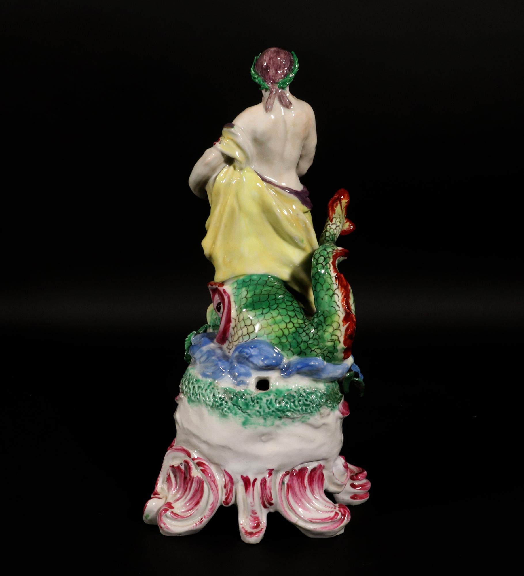 18th-century Bow Porcelain of Neptune on a Rococo Scroll Base 1