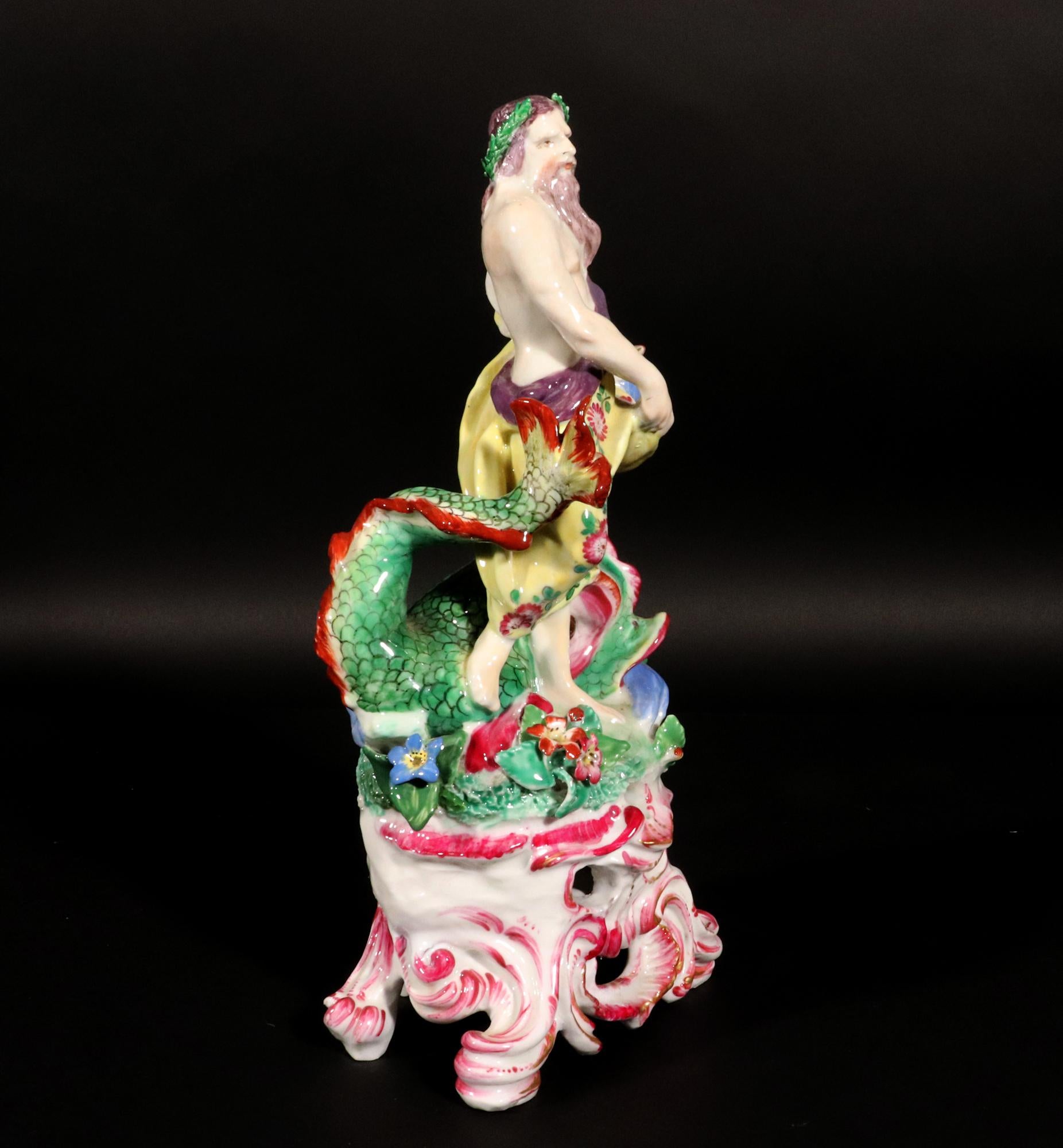 18th-century Bow Porcelain of Neptune on a Rococo Scroll Base 2