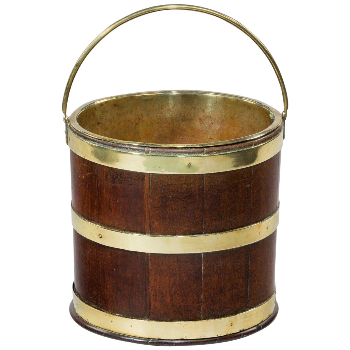 18th Century Brass Bound Bucket For Sale