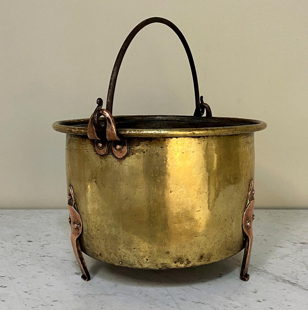 Hand-Crafted 18th Century Brass and Copper Hand-Forged Stock Pot