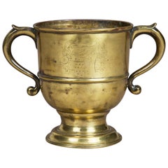 Antique 18th Century Brass Loving Cup, Arms of the Westons of Sutton Place, circa 1730