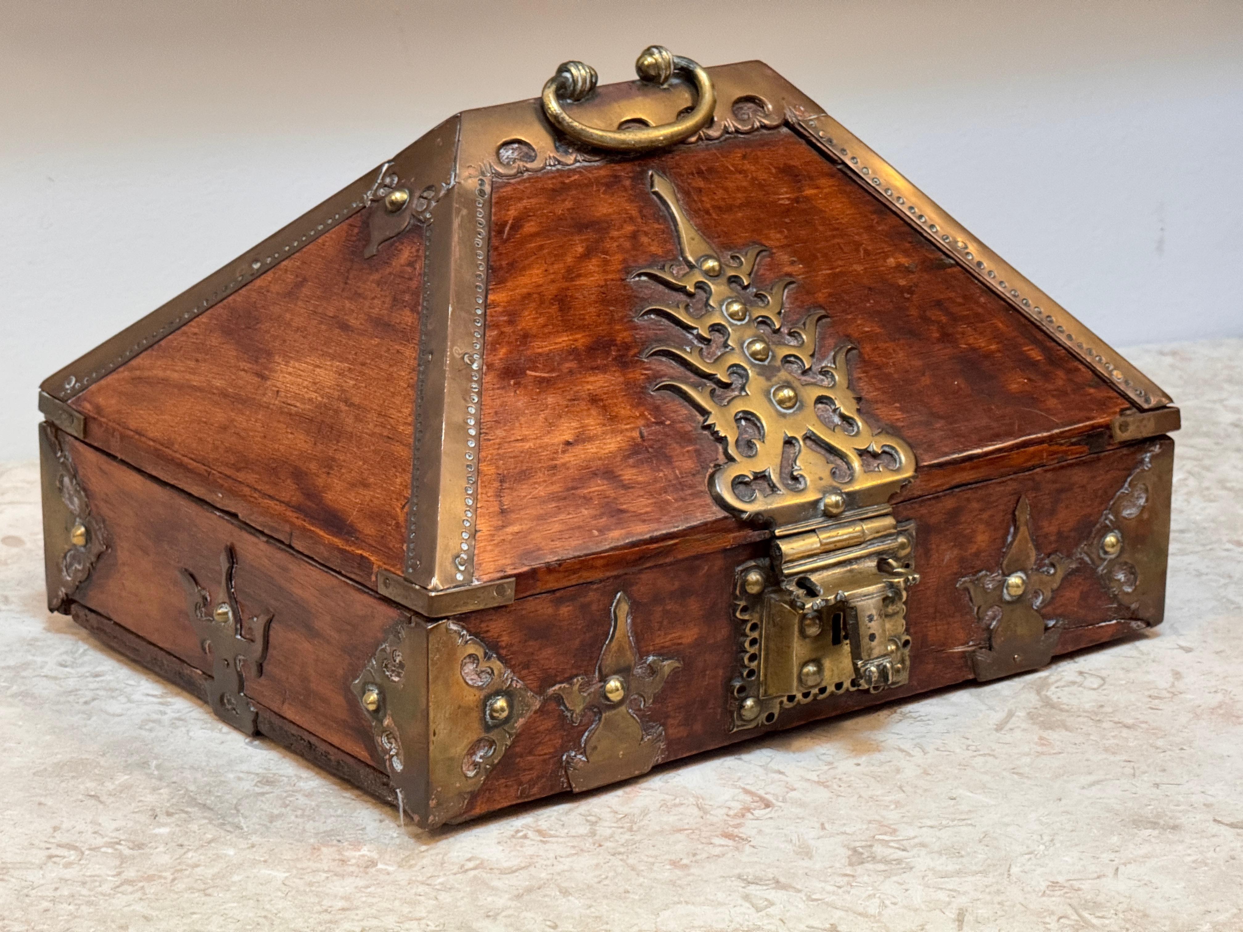 Indian 18th Century Brass Mounted and Lacquered 