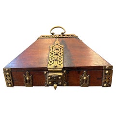 18th Century Brass Mounted and Lacquered “Marriage” Dowry Box.