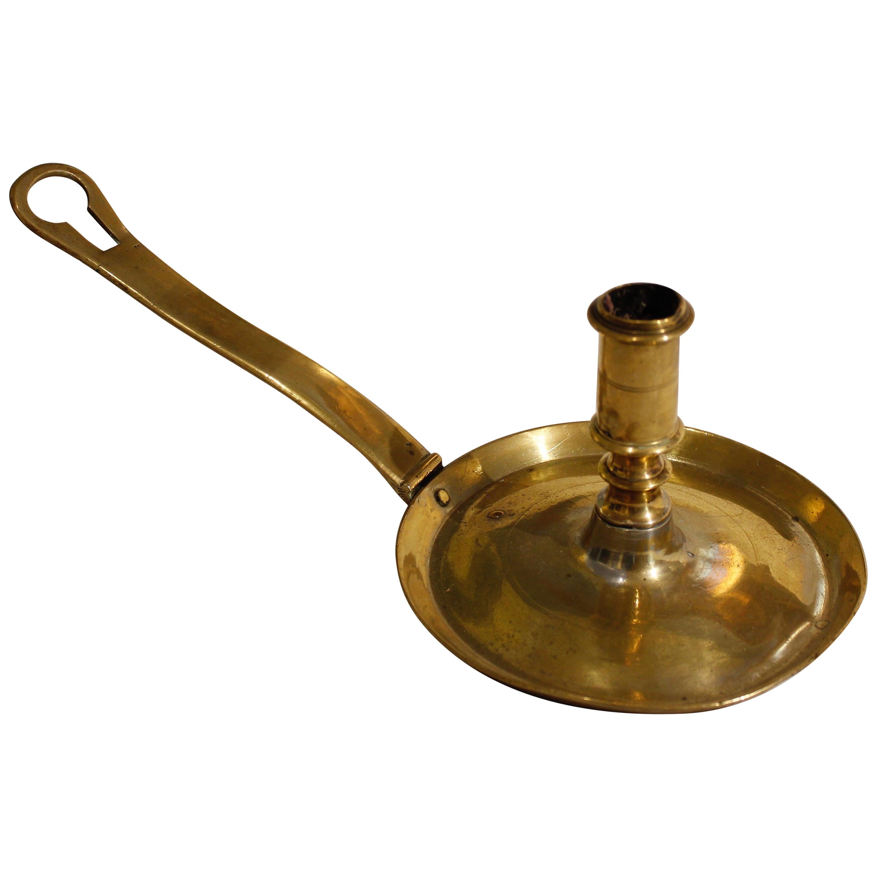 Spanischer Frying Pan Stick aus Messing aus dem 18. Jahrhundert