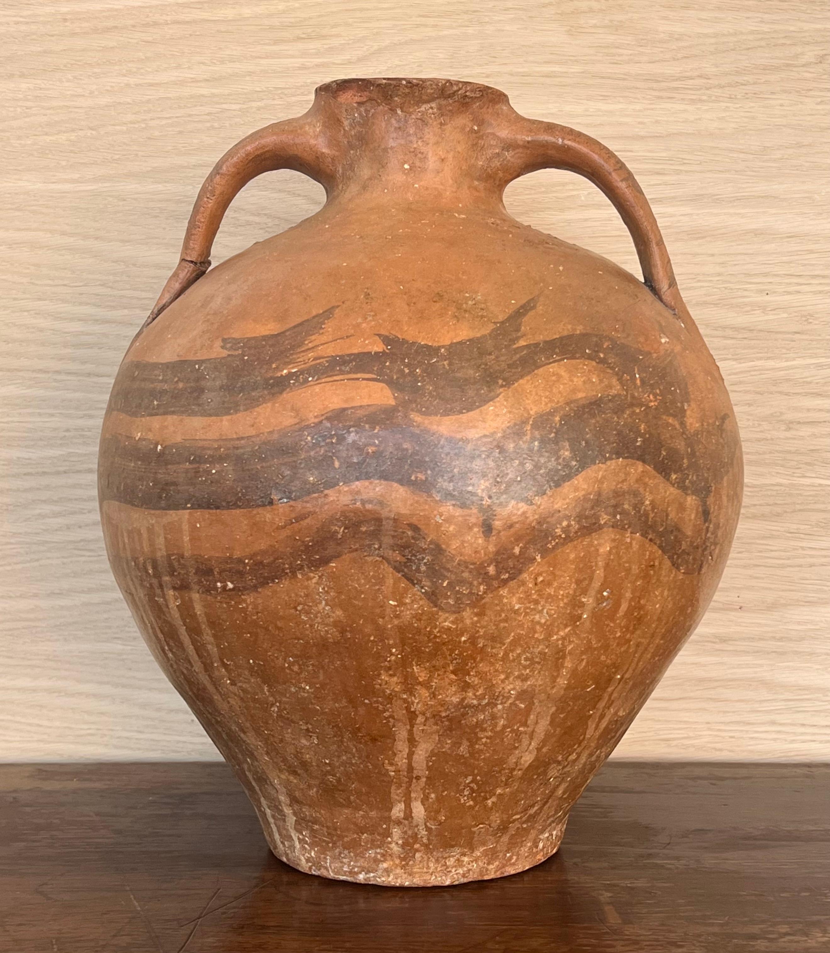 Brautkrug-Vase „Cantaro“ aus Calanda, Spanien, Terrakotta-Vase, 18. Jahrhundert (Spanisch) im Angebot