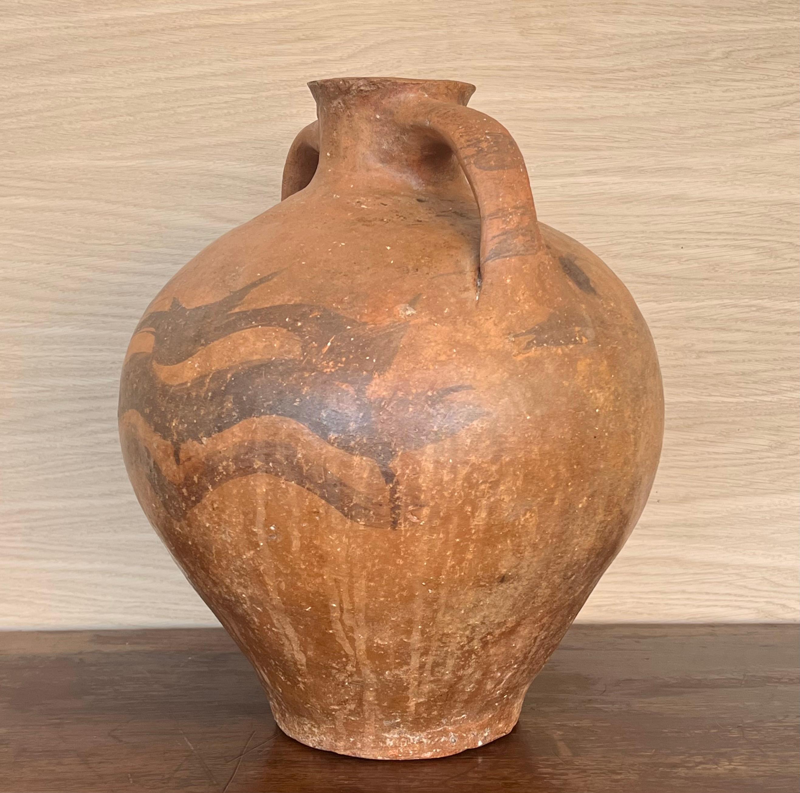 Brautkrug-Vase „Cantaro“ aus Calanda, Spanien, Terrakotta-Vase, 18. Jahrhundert im Zustand „Gut“ im Angebot in Miami, FL