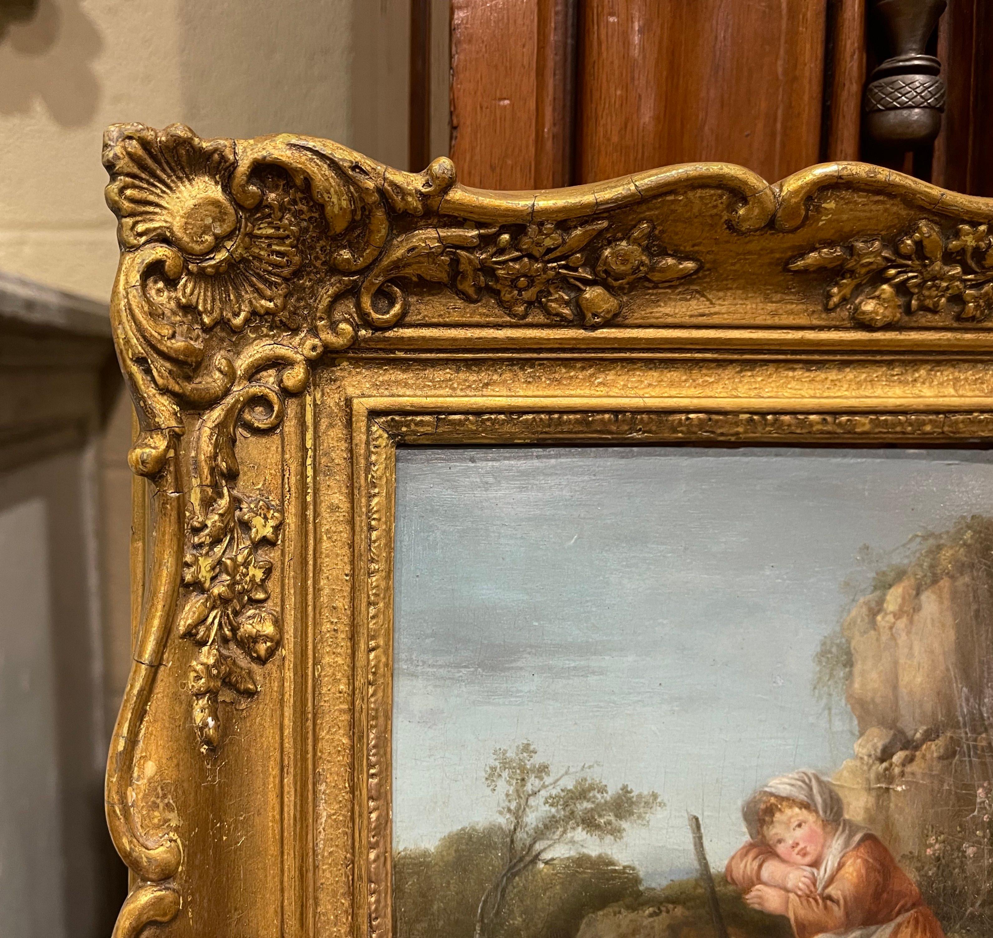 18th Century British Oil on Board Sheep Painting Attributed to F. Wheatley  In Excellent Condition For Sale In Dallas, TX