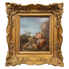 18th Century British Oil on Board Sheep Painting Attributed to F. Wheatley