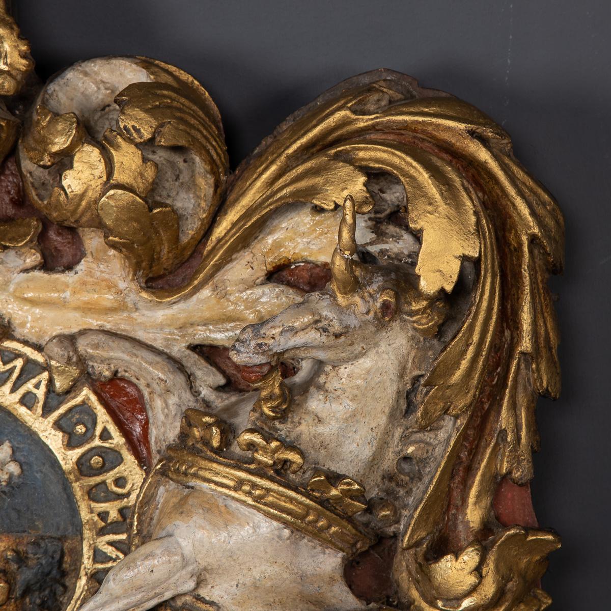 18th Century British Royal Coat of Arms, Carved & Painted Wood, c.1780 2