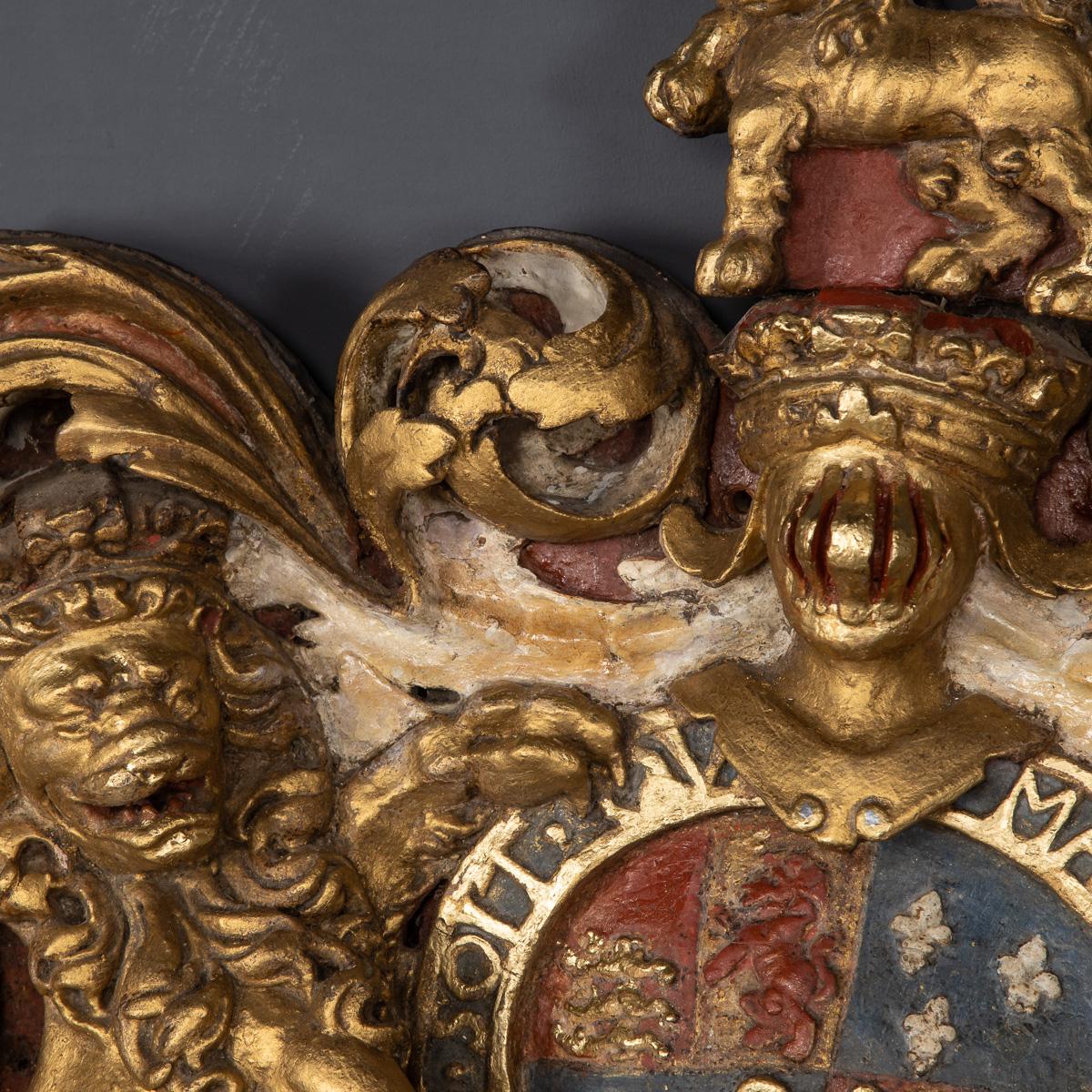 18th Century British Royal Coat of Arms, Carved & Painted Wood, c.1780 4