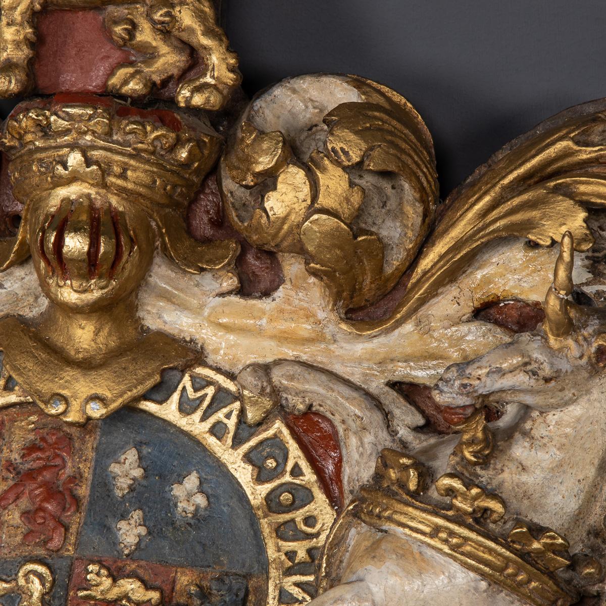18th Century British Royal Coat of Arms, Carved & Painted Wood, c.1780 5